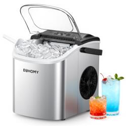 EUHOMY Ice Cube Machine Small, 9 Ice Cubes in 6 Minutes, 12 kg/24H, Ice Cube Machine Stainless Steel with Portable Handle, Self-Cleaning Compact Ice Cube Machine for Home/Kitchen/Office/Bar - B0CTMH479C (B0C Ледогенератор