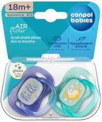 Canpol babies Canpol babies, NightGlow, suzeta simetrica din silicon, albastru, 18 luni+, 2 buc