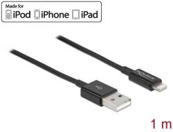 Delock USB adat- és töltőkábel iPhone , iPad és iPod készülékhez fekete 1 m (83002) - pepita