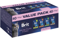 Brit Brit Premium by Nature macskaeledel felnőtt, sterilizált macskáknak 40x100g (finom filék mártásban)