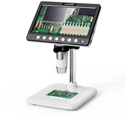 Inskam 330H digitális mikroszkóp állvánnyal, 1200-szoros nagyítás, 5 MP, 7 hüvelykes kijelző, HDMI (330H)