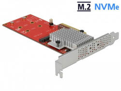 Delock PCI Express x8 kártya - 2 x belső NVMe M. 2 M-kulcs - alacsony profilú formatényező
