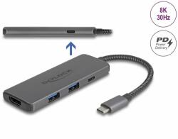 Delock 87804 dokkoló állomás és port replikátor Vezetékes USB 3.2 Gen 1 (3.1 Gen 1) Type-C Szürke (87804)