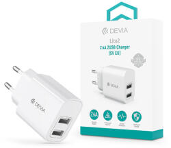 DEVIA Lite2 2.4A (5V EU) 2xUSB hálózati töltő adapter - fehér (ST140813)