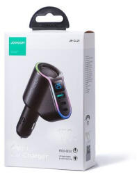 JOYROOM autós töltő 4-in-1, Bluetooth Fm Transmitter C+C+U+Cigarette, PD 150W (fekete) (JR-CL21)