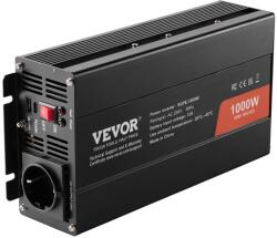 VEVOR Feszültségátalakító 1000 W 12 V→230 V, 2 × AC, 2 × USB, 1 × USB-C távirányító