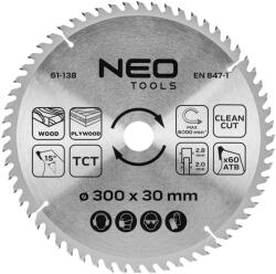 NEO TOOLS Körfűrészlap tiszta vágáshoz, 300x30mm, 60 fog (61-138)