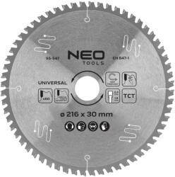 NEO TOOLS Körfűrészlap univerzális, keményfém fogakkal, 216x30mm, 60 fog (55-547) - szerszamparadicsom
