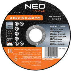 NEO TOOLS Vágókorong fémhez 115x1mm INOX, min. rendelés: 5db (57-730)