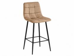  Scaun de bar cu picioare negre ARCETO VELVET, maro