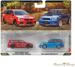 Mattel Car Culture 2-Pack: 2005 Mitsubishi Lancer Evolution IX Wagon & 2004 Subaru Forester STI szett (JHW46)