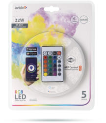 Avide LED Szalag Bliszter 12V 7.2W SMD5050 30LED RGB IP65 5m WIFI TUYA + IR (ABLSBL12V5050-30RGB-WIFI+IR)