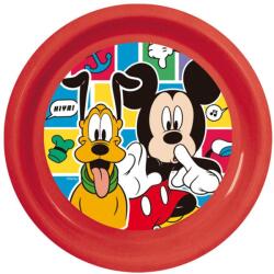  Mickey+Pluto piros műanyag lapostányér
