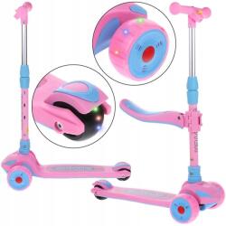  Háromkerekű roller, egyensúlyozó, 2 az 1-ben ülés, Led kerekek, rózsaszín (Hulajnoga Trójkołowa Bike Kids)