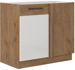 Lempert Niki 30. konyha 105 ND 1F BB 90x82x52cm fényes fehér/lancelot tölgy (munkalap nélkül)