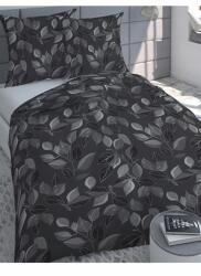 4sleep Pamut szatén ágyneműhuzat 140x200 +70x90 Grafitszürke levelek (4EX00057)