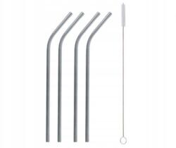 GoDan Rozsdamentes acél szívószál hajlított, ezüst 21, 5cm 0, 5cm 4db fogkefe (RM-SZS4)