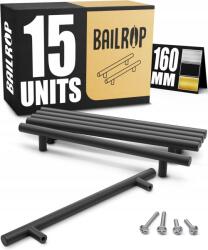 Bailrop Konyhabútor tartó fekete 160mm rozsdamentes acél szekrényekhez 15 db (czarne uchwyty do szafek kuchennych 15 sztuk )