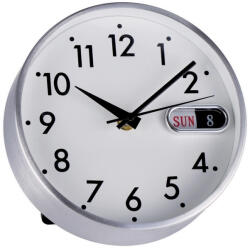  Ceas masa cu calendar aluminiu argintiu 17, 5 cm (111829B)