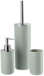 AdTrend Set baie, dispenser sapun, suport periute dinti, perie toaleta, plastic verde argintiu (111316B)