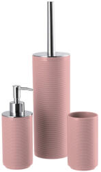 AdTrend Set baie, dispenser sapun, suport periute dinti, perie toaleta, plastic roz argintiu (111316A)