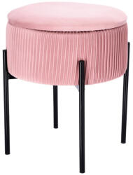 AdTrend Taburet cu spatiu depozitare, catifea roz, fier negru 36 x 44 cm (112155B)