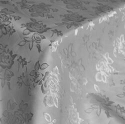  Szary, 120 cm átmérőjű, virágmintás jacquard szatén terítő (23282011)