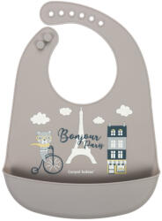Canpol Силиконов лигавник с джоб BONJOUR PARIS (74/027_bei)