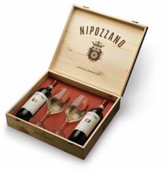 FRESCOBALDI Pachet Vin 2 Sticle Nipozzano Riserva Chianti Rufina Rosu Frescobaldi DOCG 0.75l + Pahare + Cutie Lemn (ART_36402)