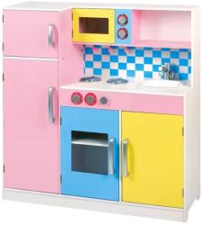Ginger Home Детска Кухня GINGER HOME, Дървена Играчка за Ролеви Игри с Цветен Дизайн, Размери 90x30x90 см (TF5251) - bebetabg