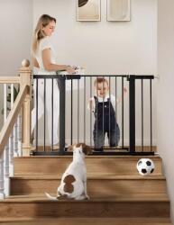 EcoToys Poartă de siguranță reglabilă pentru copii și animale, lățime 74-132 cm, înălțime 77 cm, montare prin presiune (fără găurire) (SG-012-BC-132)