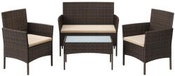 SONGMICS Kerti bútorszett, terasz ülőgarnitúra, polyrattan, barna (GGF004K05)