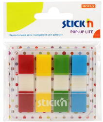 Stick'n Film index autoadeziv 45 x 12mm, 4 x 20 file, dispenser, Stick"n Pop-up Lite - 4 culori trans/neon (HO-21652)