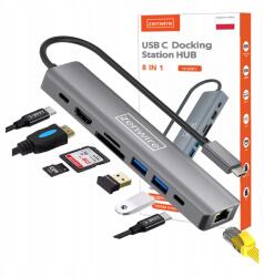 Zenwire Hub adapter Usb-c 8in1 Hdmi adapter 4K 60Hz Lan Gigabit Ethernet 1000MB (Hub 8w1 Adapter HDMI 4K RJ45 Czytnik Kart SD)