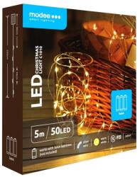 Modee Ghirlanda luminoasa decorativa Modee C1010, 50 LED-uri, 0.5W, 5m, 3x AA, alb cald, cupru (DECOL-C1010-MDE)