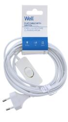 Well Cablu alimentare cu intrerupator pe fir 2x 0.75mmp 3m alb (CABLE-PWSW-1XEU/3M-WE-WL)