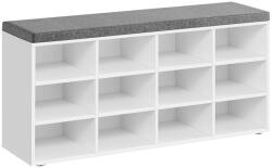 VASAGLE LHS012W14 Cipőspad Tárolórekeszekkel Párnázott Üléssel Fehér-Szürke (EUZ-LHS012W14V1)