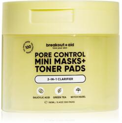 breakout + aid Pore Control Mini Masks + Toner Pads tonizáló párnák szalicilsavval 100 db