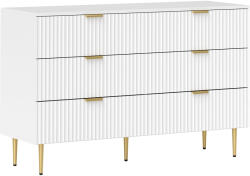 HOMCOM Comodă 6 sertare comodă cameră mobilier de depozitare modernă cu mânere și picioare aurii, 120 x 40 x 76, 5 cm, alb | Aosom Romania (831-902V82WT) Comoda