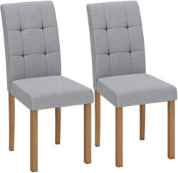 HomCom Set de 2 scaune pentru sufragerie, scaun de bucătărie modern cu șezut căptușit din țesătură cu aspect de in, gri deschis | Aosom Romania (83A-557V00LG)