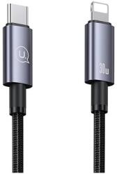 USAMS SJ662 adatkábel Type-C - Lightning 30W gyorstöltő cipőfűző 120cm SÖTÉTSZÜRKE SJ662USB01 (SJ662USB01)