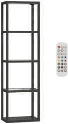 HomCom Állólámpa RGB üvegpolcokkal, 4-szintes LED állólámpa távirányítóval, fekete (B31-617V90BK)