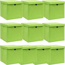 vidaXL 10 db zöld szövet tárolódoboz fedéllel 32 x 32 x 32 cm 288372 (288372VidaXL)