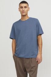 JACK & JONES Jack & Jones, Kerek nyakú organikuspamut póló hímzéssel, Púderkék, L (12245087-DENIM-BLUE-L)