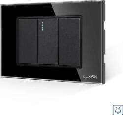 Luxion Intrerupator cu Revenire (Sonerie) Mecanic 1M si 2 Taste False LUXION cu Rama din Sticla Standard Italian 3M (Negru) (lxi-003/22gf-b)