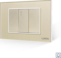 Luxion Intrerupator cu Revenire (Sonerie) Mecanic 1M si 2 Taste False LUXION cu Rama din Sticla Standard Italian 3M (Auriu) (lxi-003/22gf-g)