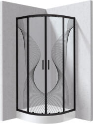 Deante Funkia Evo cabină cu cădiță 80x80 cm semicircular negru mat/sticlă cu model KYPZNB88P (KYPZNB88P)