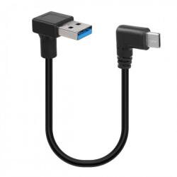  Cablu USB 3.2-A la USB type C T-T unghi/unghi 90 grade 0.2m Negru, kur31-45 (KUR31-45)