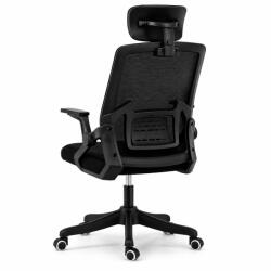 RoHS Ergonomikus irodai szék hálós háttámlával, 2D állítható fejtámlával és deréktámasszal, fekete