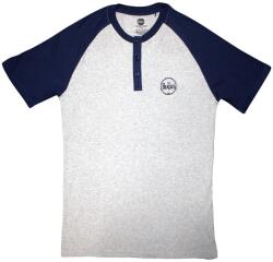 The Beatles Mini Drum Logo (3 Button Collar) Raglan Grey & Navy Blue XL Ing (BEATRL637MGN04)